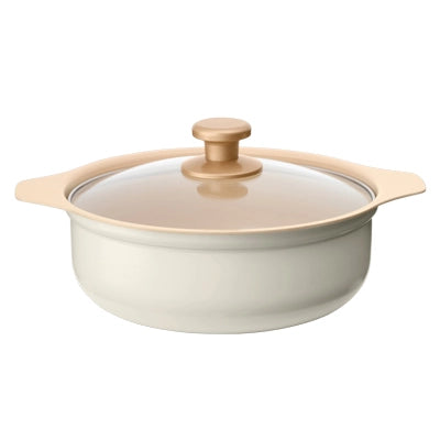 A012-02 IRIS OHYAMA Ricopa IH-Compatible Ceramic Pot – 3L Hot Pot for Tabletop Cooking | 24cm Diameter | For 4–5 People