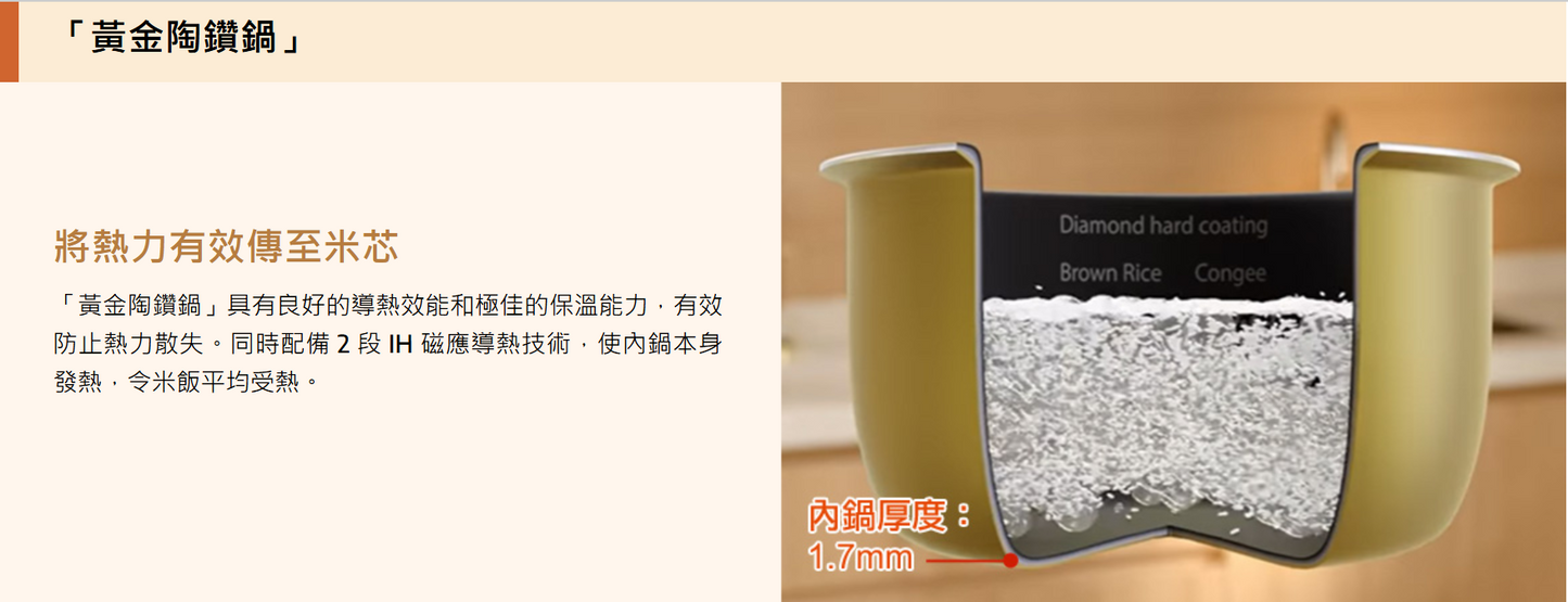 A003-06 Panasonic SR-FC108/FC188 IH Diamond-Coated Fuzzy Logic Rice Cooker (1.0L / 1.8L)