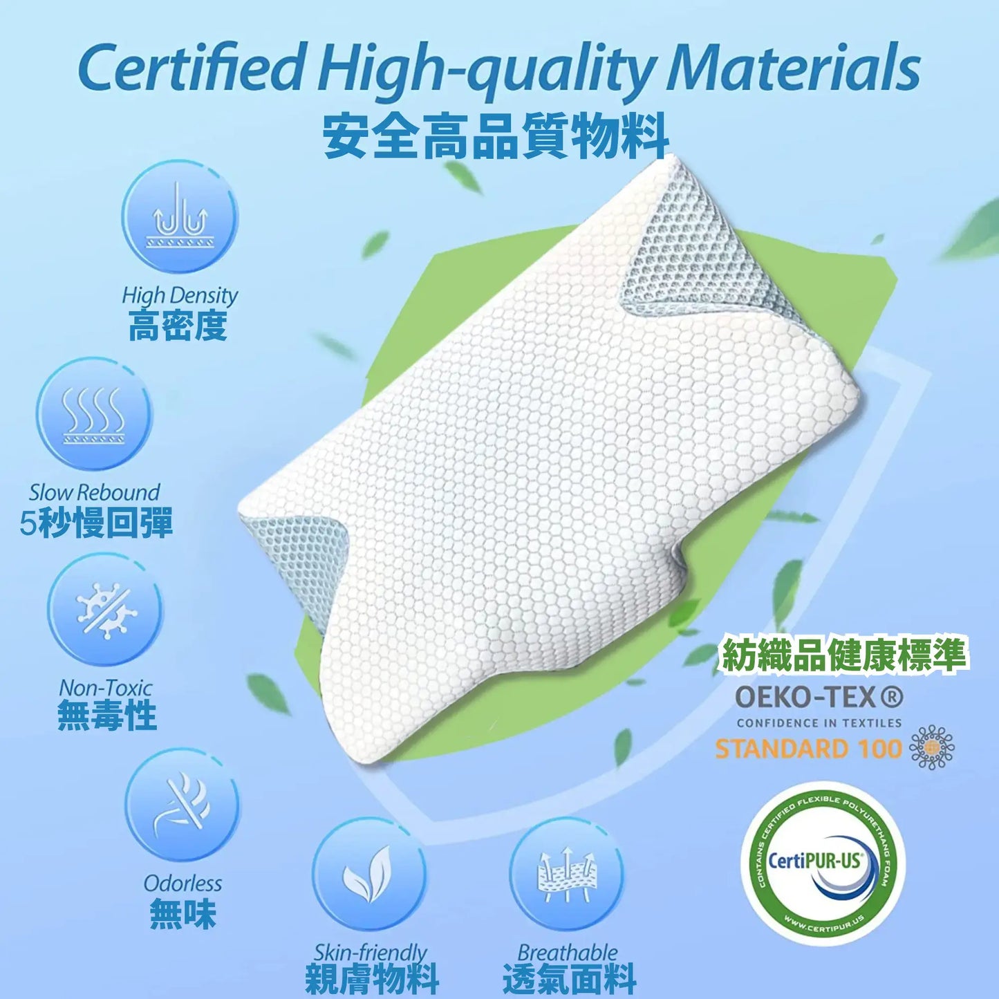 A017-02 HESTIAX Ergonomic Butterfly Pillow – Anti-Snore & Multi-Functional Support Pillow