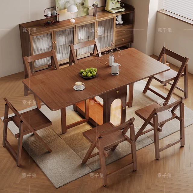 A030-01 Solid Wood Folding Dining Table Set