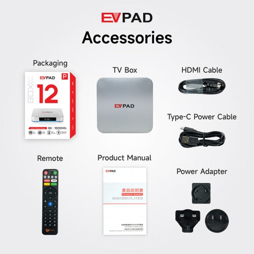 EVPAD 12P Smart TV Box | Android 12 | 4GB+64GB | Wi-Fi 6 | 4K HDR | Free Mini Wireless Keyboard Included